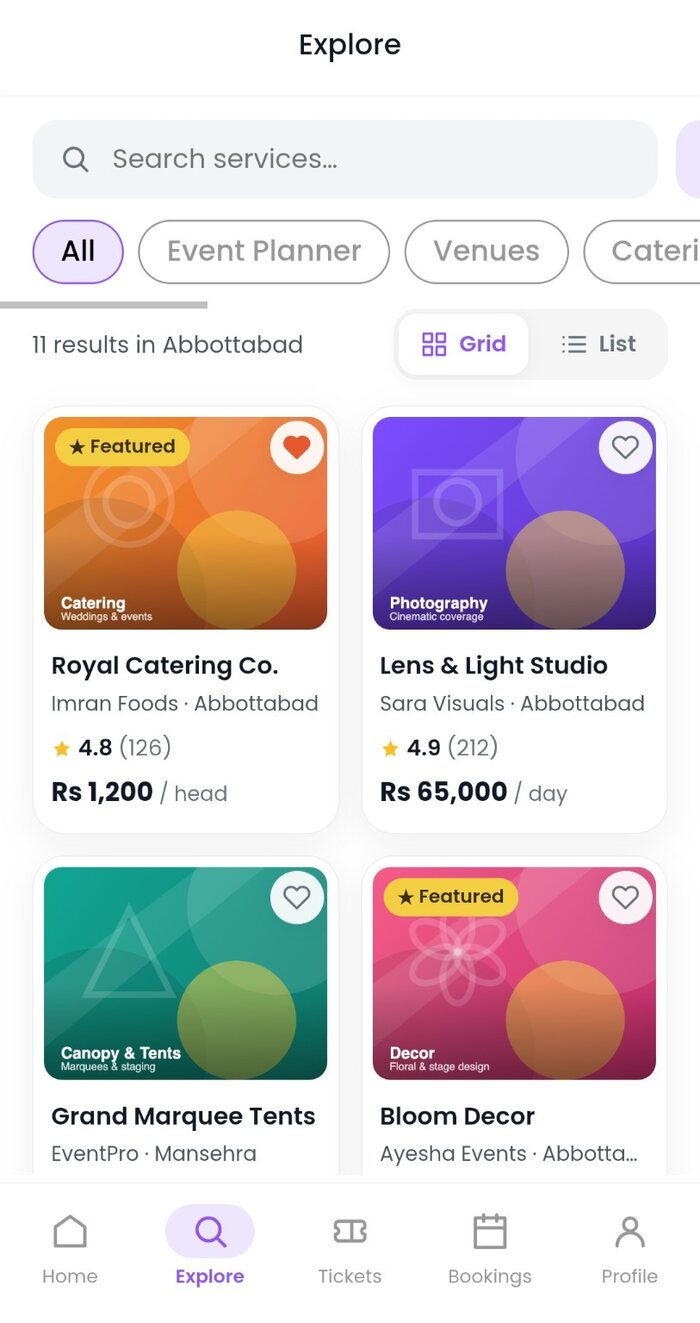 Explore event services